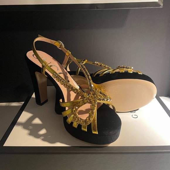 Gucci sand pelle nappa silk high heels - Picture 3 of 11